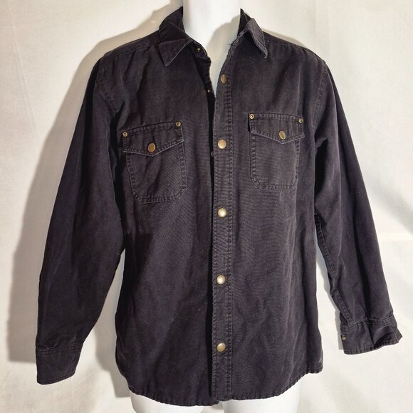 BASIC EDITIONS denim jacket, black, 100% Cotton, metal buttons, lined. size MED. - Picture 2 of 16